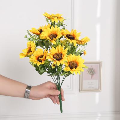 China Decotation 10 High Quality Home/Wedding Forks Sunflower Group Home Decorations Of Artificial Flowers for sale