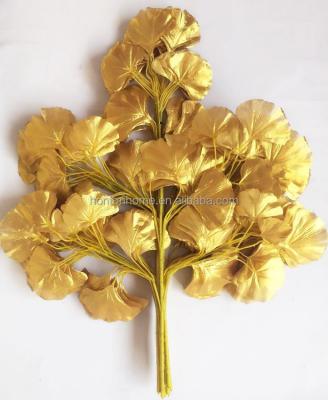 China Durable Silk Flower Artificial Ginkgo Biloba Grow Leaves 12pcs One Set About 60cm Long WQ21 for sale