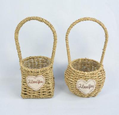 China China Handmade Willow / Straw Flowers Basket Woven Wicker Natural Woven Basket For Flowers for sale