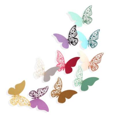 China Europe 3D pearlite butterfly hollow paper butterfly stereoscopic simulation refrigerator wedding party home decoration for sale