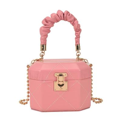 China Luxury Bg-0528 2022 New Style Girls Fashion Casual Portable Hexagon Box Chain Handbags For Women PU Leather Shoulder Bag Messenger Bags for sale