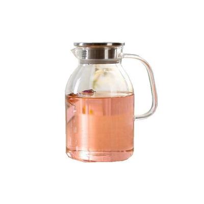 China China Factory Sustainable Handblown Heat Resistant With Stainless Steel Lid Borosilicate Jug Ice Tea Juice Coffee Glass Water Pitcher for sale