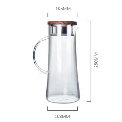 China Sustainable Custom Made Bamboo Clear Lid Water Decanter Stainless Steel High Borosilicate Glass Coffee Pitcher for sale