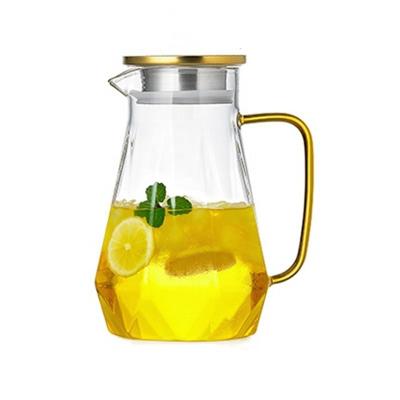 China Custome New Design Borosilicate Water Jug Heat Resistant Home Viable Coffee Carafe Glass Pitcher for sale