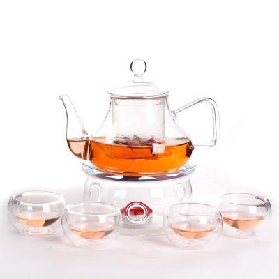 China Viable Hot Sale Loose Leaf Heat Resistant Tea With Tea Infuser Basket Borosilicate Glass Teapot for sale