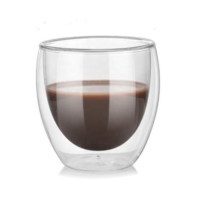 China 100ml/180ml Modern Custom Handmade Heat Resistant Double Wall Glass Coffee Mug Espresso Cups Transparent Tea Cup for sale