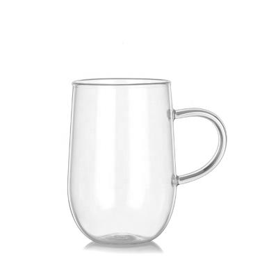 China Sustainable Custom Handmade Transparent Single Wall With Handle Milk Cup Glass Mug for sale