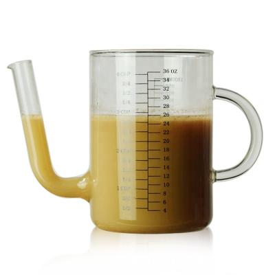 China Custom Viable Home Kitchen Handblown Measuring Cup Borosilicate Glass Milk Cooking Juice Scale Cup Measuring Jug for sale