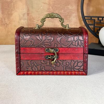 China Retro Chinoiserie Chinese Style Printing Jewelry Storage Box Desktop Miscellaneous Earrings Ring Storage Gift Creative Small Packaging Wooden Box for sale