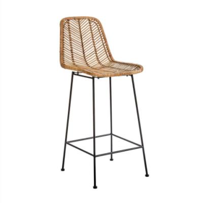 China Rattan Bar Chair Black Metal Legs Vintage Style Wicker Bar Stools Adjustable (Height) for sale