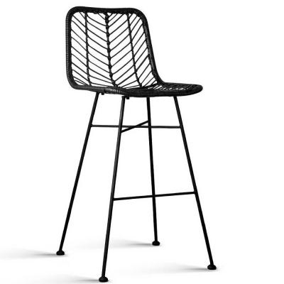 China (Size) Adjustable Commercial Bar Chairs Metal Legs Vintage Style Rattan Bar Stools for sale