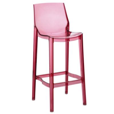 China Foshan Adjustable Commercial Factory Furniture Transparent Red (Height) Stackable Acrylic Bar Stool for sale