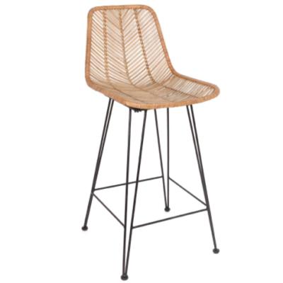 China Vintage Adjustable Commercial Outdoor Style Furniture Metal Legs (Height) Black Rattan Bar Stool for sale