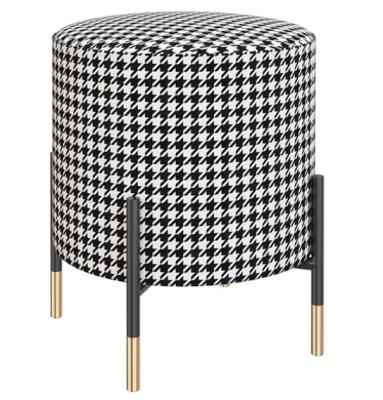 China Modern Wholesale Black Metal Legs Fabric Around Stool Stool for sale