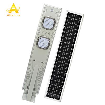 China Garden Alishine PIR Motion Sensor 30W LED Solar Street Light Integrated 50W Mono Solar Panel for sale