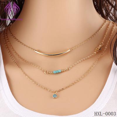 China Fashion Hamsa evil eye turquoise necklace women layer chain necklace jewelry for sale