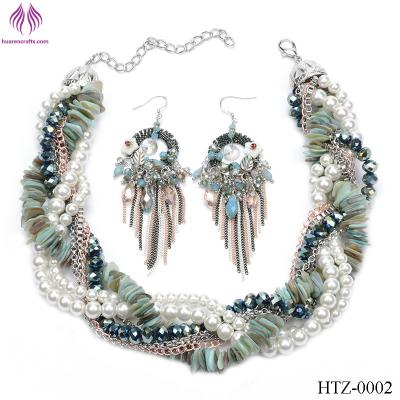 China Exaggerated fashion jewelry big multicolored shell pearl necklace jewelry set for sale