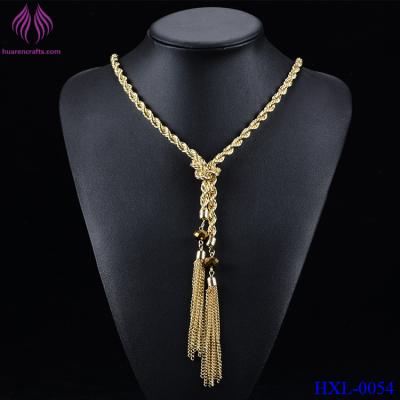 China Womens Gold Plated Alloy Tassel Pendant Long Chain Sweater Necklace for sale