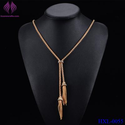 China Women Retro Tassel Pendant Gold Plated Alloy Long Chain Necklace Jewelry Fashion for sale