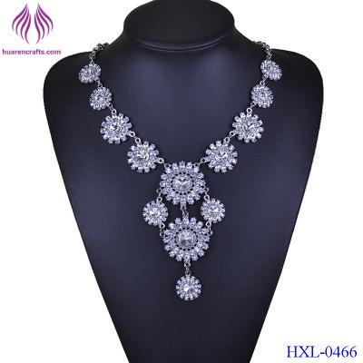 China New Arrival Fashion Flower Crystal Gem High Quality Big Brand Pendants Clain Choker Statement Necklace for sale