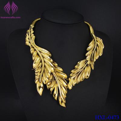 China hot sale large leaf maxi necklace women chunky bohemia choker statement necklace bib collier jewelry for sale