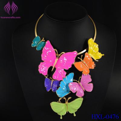 China Fashion Color Butterfly New Crystal Pendant Choker Sweater Necklace for sale