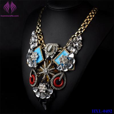 China Fashion crystal Starfish statement necklace Crystal Rhinestone Chain choker statement Necklace for sale