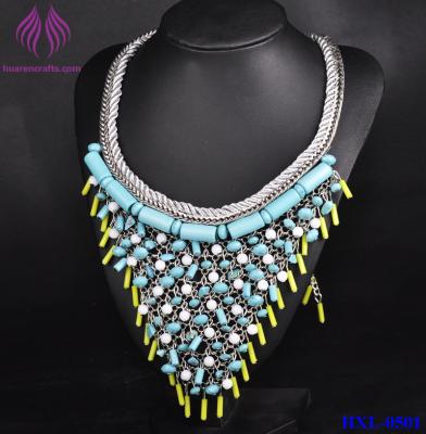 China New Unique Handmade Bead Layers Beads Chain Chunky Choker Bib Necklace for sale