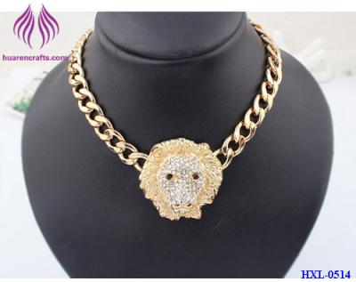 China MEN'S FASHION 14K FASHION Lion Pendant NECKLACE Hip Hop Chain Alloy Hipster Necklace for sale