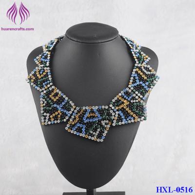 China Fashion color crystal geometry bib statement necklace for sale