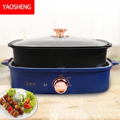 China New Viable Shabu Shabu Pot Multifunctional Electric Non-stick Coating Hot Grill, Electric Pan Layer Hotpot Non-stick Cooker for sale