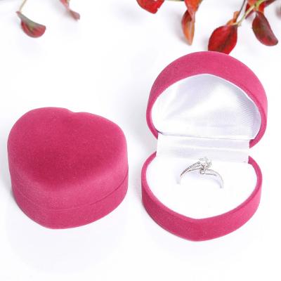 China Hot Selling Heart Shaped Jewelry Packaging Box Exquisite Design Velvet Cloth Jewelry Box Ring Jewelery Packaging Box for sale