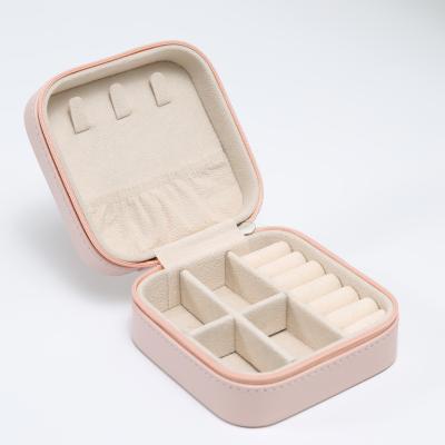 China Mini Exquisite PU Leather Portable Jewelry Box Travel Leather and Beautiful Jewelry Box Jewelry Trinket Box Many Colors for sale