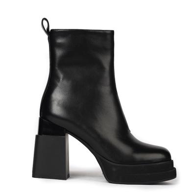 China 2022 wholesale fashion-designed fashion-designed high heel ankle boot women shoes black PU comfortable women for sale for sale