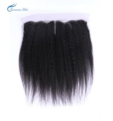 China Yaki Curly Virgin Remy Human Hair Yaki Straight Guarantee Straight Ear To Ear Lace Frontal 13*4 Natural Color for sale