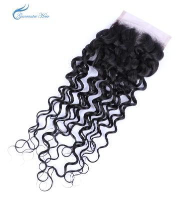 China Remy Virgin Human Hair Natural Color 4*4 Closure Hair Lace Closure Guarantee Water Wave Water Wave for sale