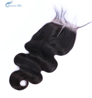 China Warranty Human Hair Lace Closure Virgin Remy Straight Body Wave Natural Color 4*4 for sale