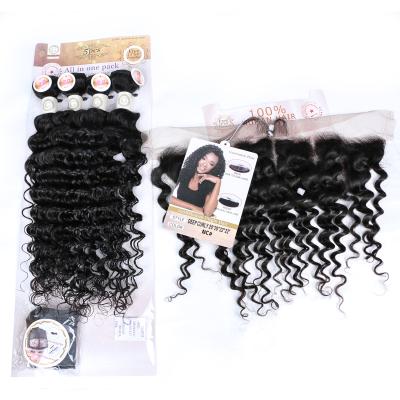 China Full Set China Factory Wholesale Price Deep Wave 100% Hair Bundle Deep Wave Hair for sale