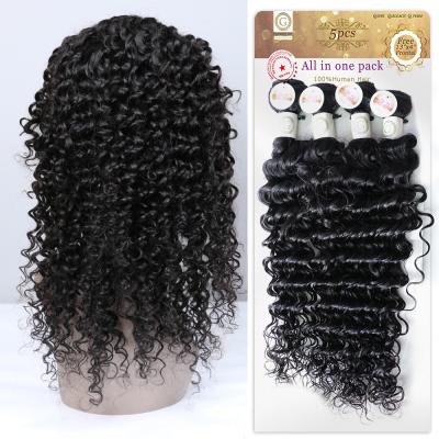 China Guarantee Deep Wave 100% Hair Bundle Hair Guarantee Deep Wave Hair 4 Bundles And A Set Of Headband One 280gram For Make A Good Head Price for sale