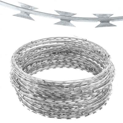 China STAINLESS STEEL WIRE barbed wire rollprice fence accordion razor wire hot dipped galvanized razor barbed wire for sale