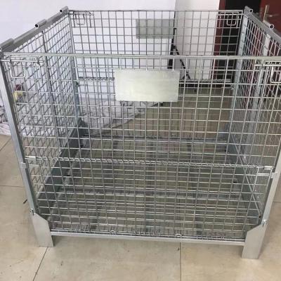 China High Quality Warehouse Rack Metal Folding Stacking Cage Wire Storage Basket For Supermarket for sale