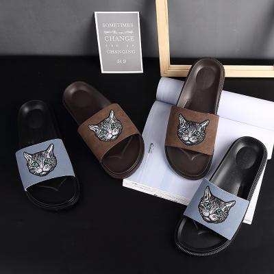 China Fashion New Style Cat Pattern Slides Slippers Indoor Outdoor Beach Slides Shoes To Slide Slippers For Women Men for sale