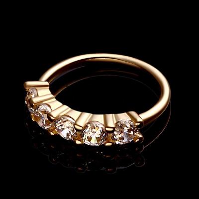 China CLASSIC Stories 14K Solid Gold Seamless Piercing Ring With Clear CZ for sale