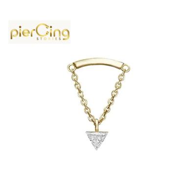 China CLASSIC Piercing Stories 18Kt Gold 3mm Triangle Diamond Dangling Threadless End Earring Stud Body Jewelry for sale