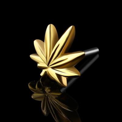 China Gold Piercing Stories 14k Gold Leaf Form Threadless Labret Top 18K Yellow Gold Lip Earring Piercing Jewelry for sale