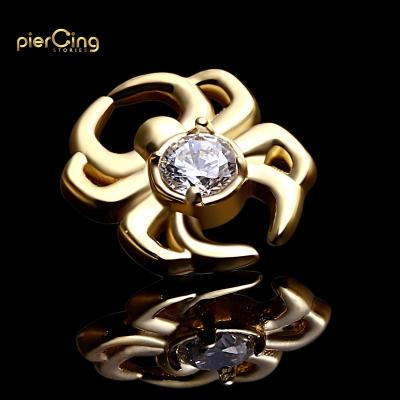 China CLASSIC 18K Threadless 18K Daith Top Labret Top Body Labret Tops Spider Stories 14K Solid Gold Piercing Jewelry for sale