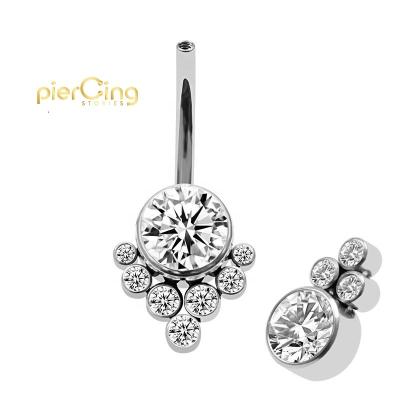 China CLASSIC G23 Piercing Stories Paved CZ Stones Internally Threaded Lower Navel Ring Belly Piercing Bodi Pierc Jewelri for sale