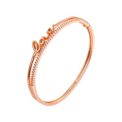 China 2022 TRENDY Fashion Love CZ Bracelet 18K Gold Plated High Quality Wedding Bangles Bracelets For Women for sale