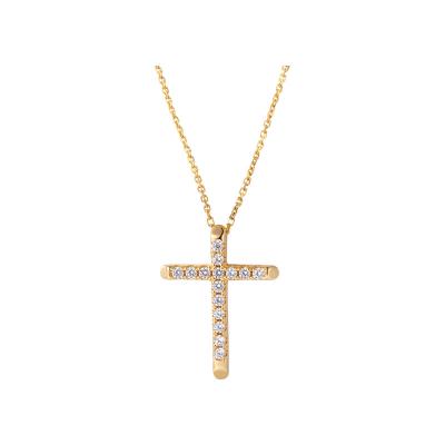 China CLASSIC Hot Selling Women's Sterling Silver Chain Necklace Party 18K Silver Cross Pendant 925 Gold Plated Zircon Cross for sale