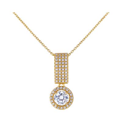 China Beautiful CLASSIQUE 2022 Round Shape Pendant 925 Sterling Silver Chain Necklace 18K CZ Gold Plated Gift Jewelry Women for sale